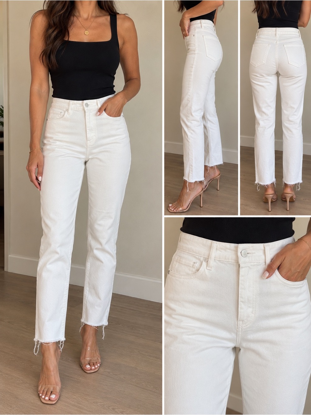 Joe's Jeans White High-Rise Skinny Jeans with Raw Hem